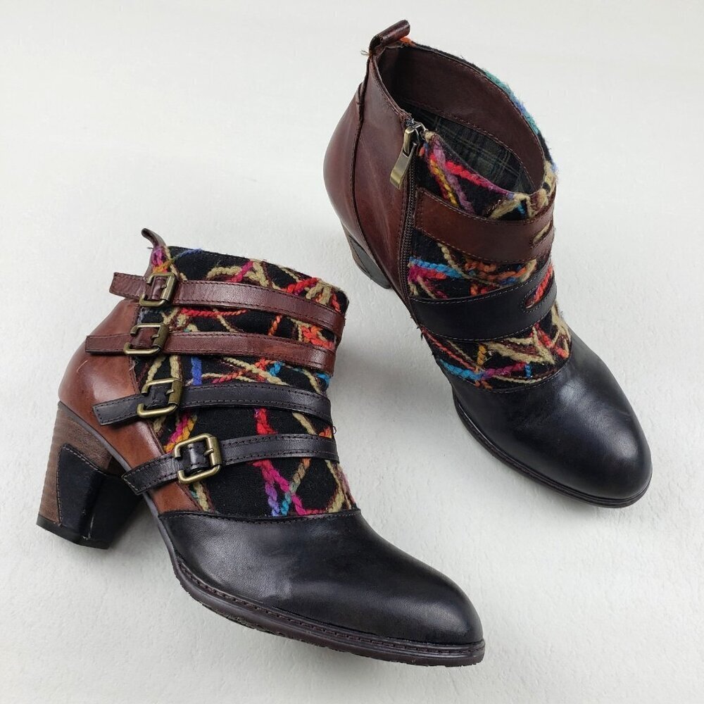 Spring Step L'Artiste Redding Boot Womens 9.5-10 41 Yarn Heeled Buckle Strappy
